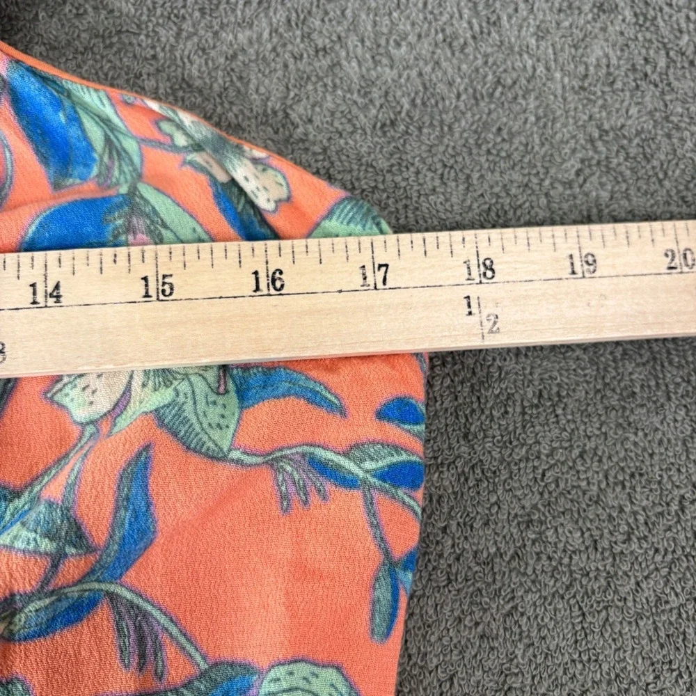 Free People Mini Dress Womens Small‎ Orange Floral Boho Ruffle Straps Pockets